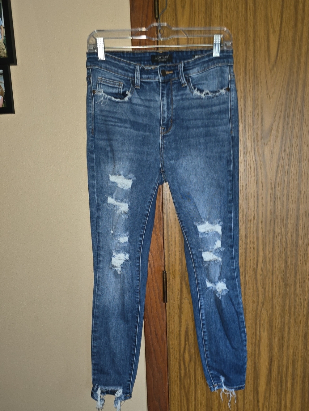 Judy Blue Distressed Dark Blue Skinny Jeans - Women's
